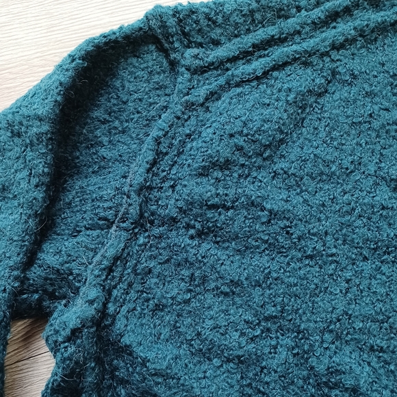 Free People Womens Alpaca Blend Sweater Oversized Soft Fuzzy Teal Long Sleeve - Picture 11 of 16